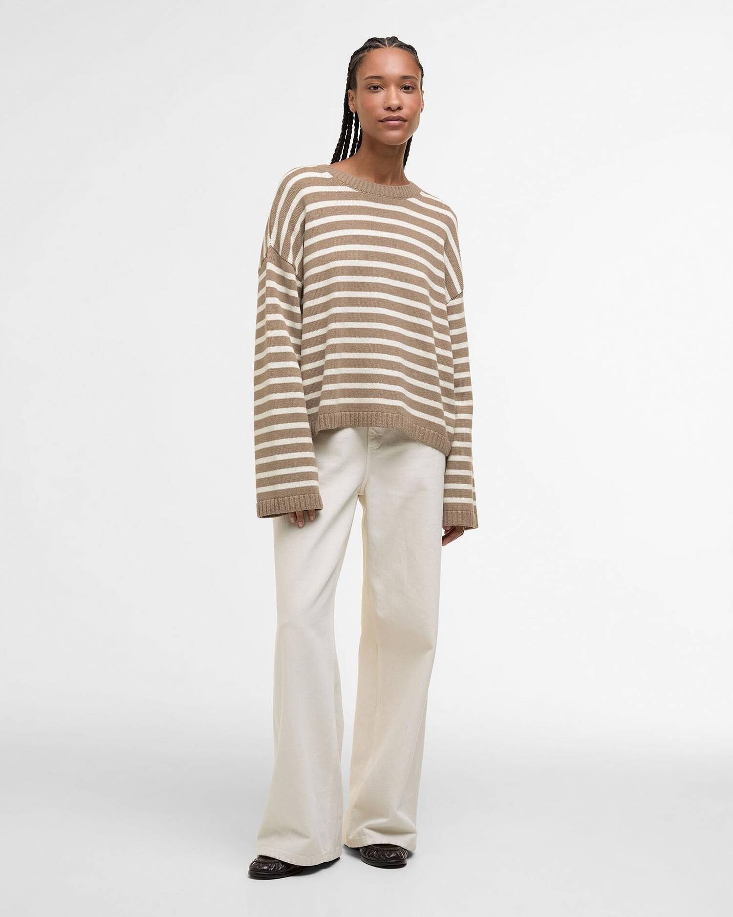 Young Ideas/Henmores - Rosie Knitted Jumper - BR12 Fawn/Ecru Stripe - 8
