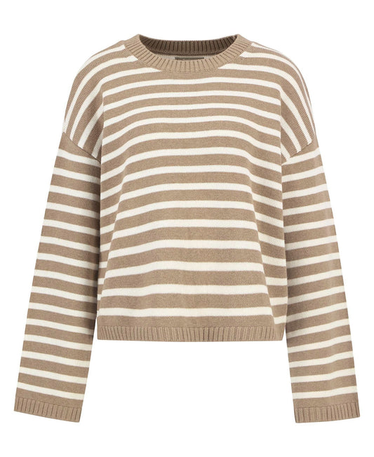 Young Ideas/Henmores - Rosie Knitted Jumper - BR12 Fawn/Ecru Stripe - 8