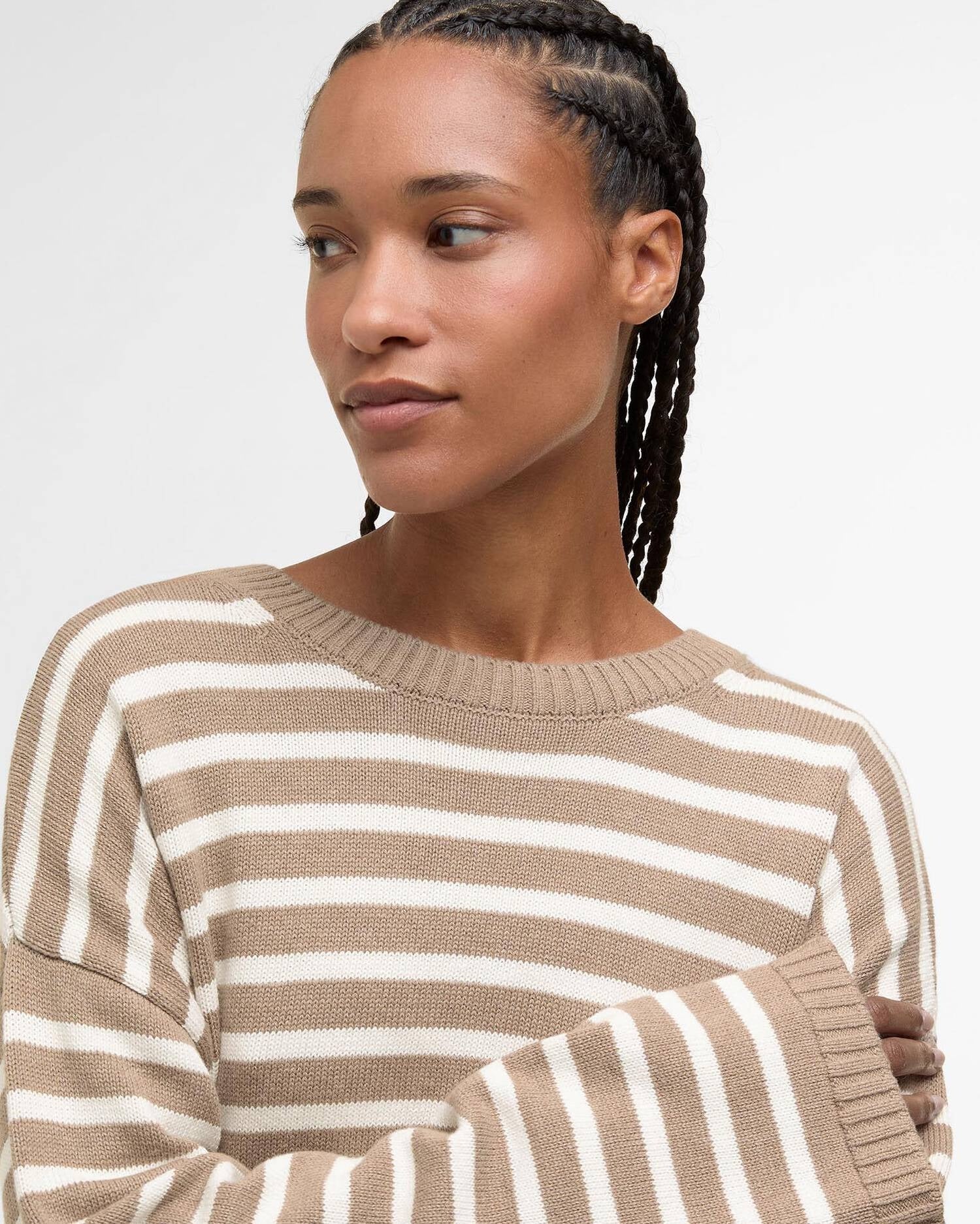 Young Ideas/Henmores - Rosie Knitted Jumper - BR12 Fawn/Ecru Stripe - 8