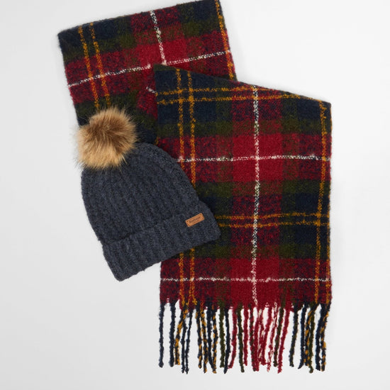 Young Ideas/Henmores - Saltburn Beanie & Tartan Scarf Gift Set - TN69 Winterberry Tartan - OS