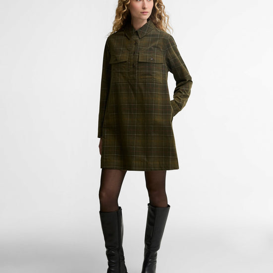 Young Ideas & Henmores -Shae Mini Dress -SG95 Sage/Classic Tartan -8