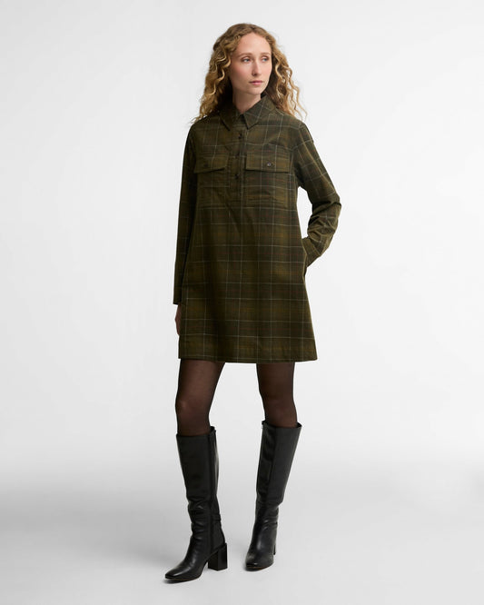 Young Ideas & Henmores -Shae Mini Dress -SG95 Sage/Classic Tartan -8