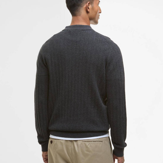 Young Ideas/Henmores - Smeaton Knitted Polo - Black Marl - M