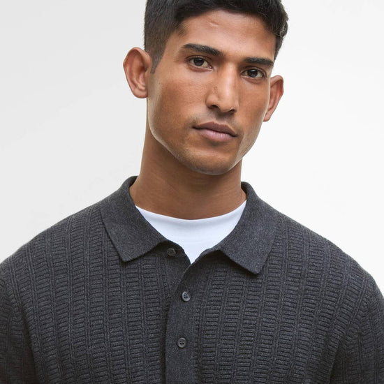 Young Ideas/Henmores - Smeaton Knitted Polo - Black Marl - M