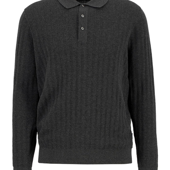 Young Ideas/Henmores - Smeaton Knitted Polo - Black Marl - M