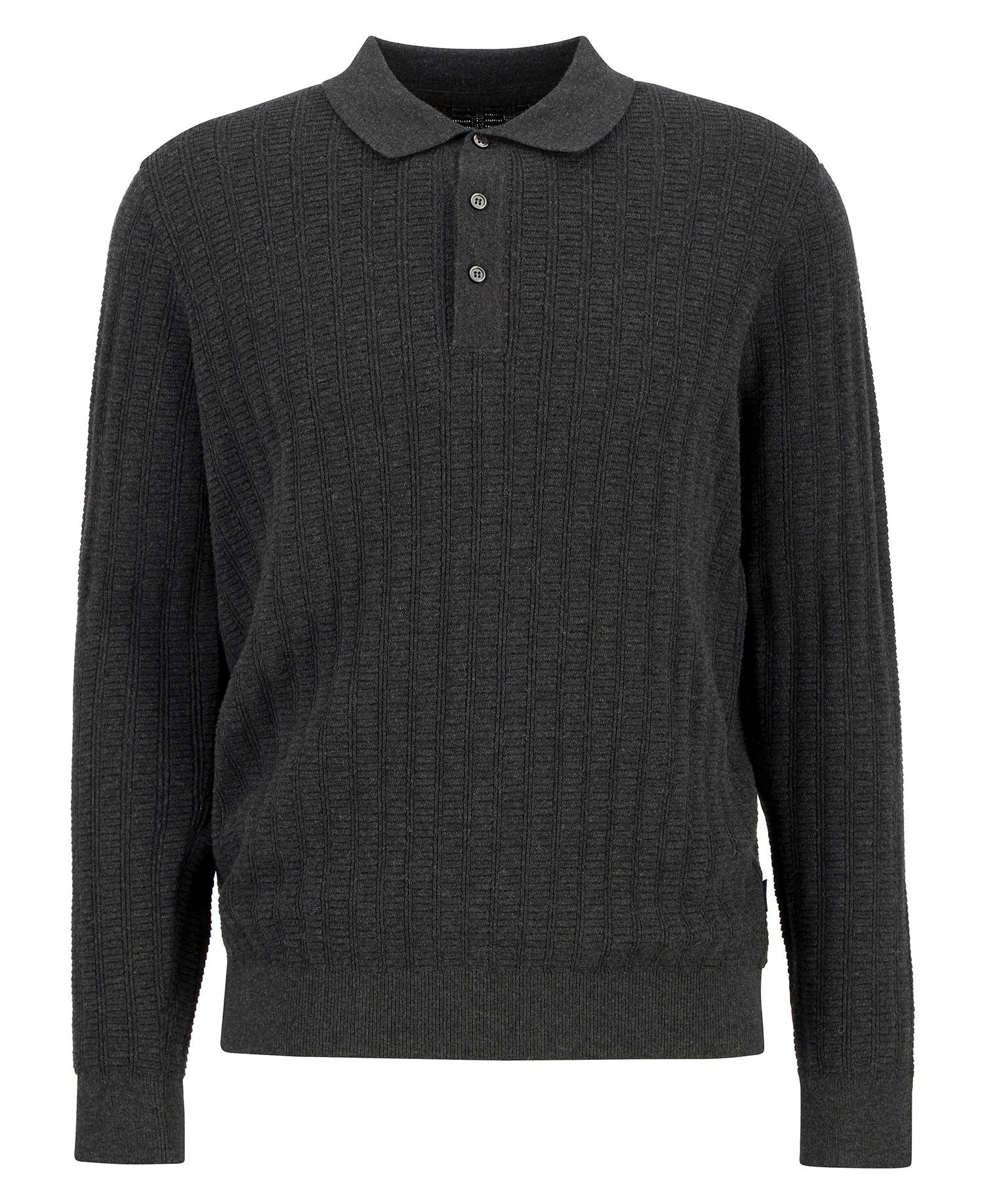 Young Ideas/Henmores - Smeaton Knitted Polo - Black Marl - M