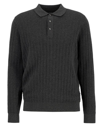 Young Ideas/Henmores - Smeaton Knitted Polo - Black Marl - M