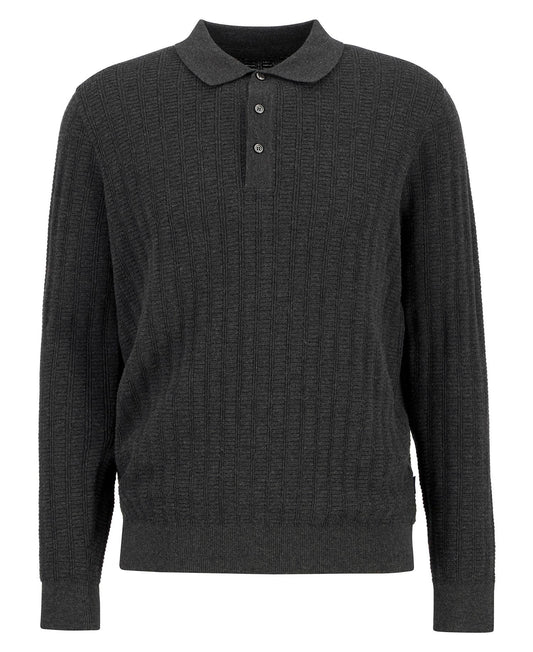 Young Ideas/Henmores - Smeaton Knitted Polo - Black Marl - M