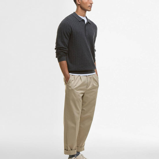 Young Ideas/Henmores - Smeaton Knitted Polo - Black Marl - M