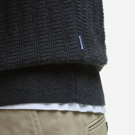Young Ideas/Henmores - Smeaton Knitted Polo - Black Marl - M