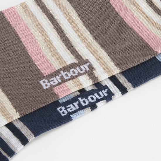 Young Ideas & Henmores - Summer Stripe 2 Pack Socks - PI95 Pink Navy Stripe - M