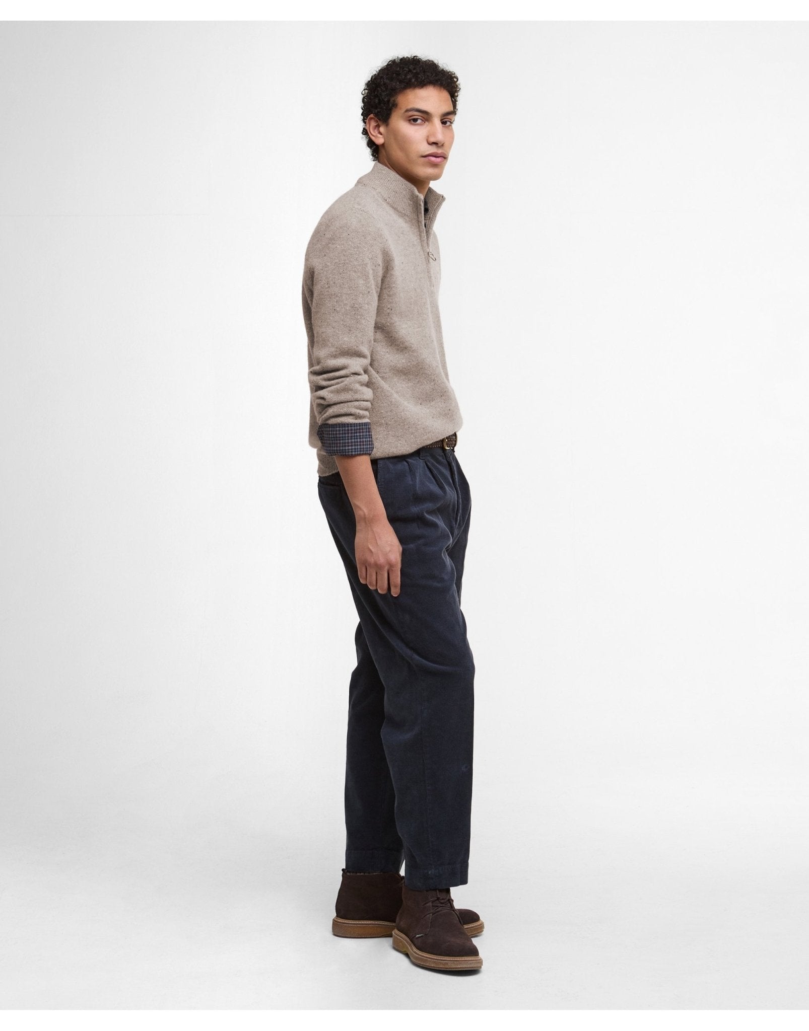 Young Ideas/Henmores - Tainsbury Half Zip Sweater - ST51 Stone - M