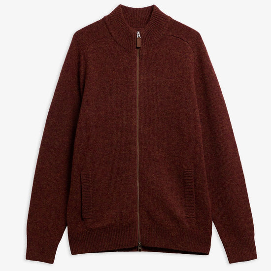 Young Ideas & Henmores -Talder Zip Through Knitted Jumper -BR57 Russet -L