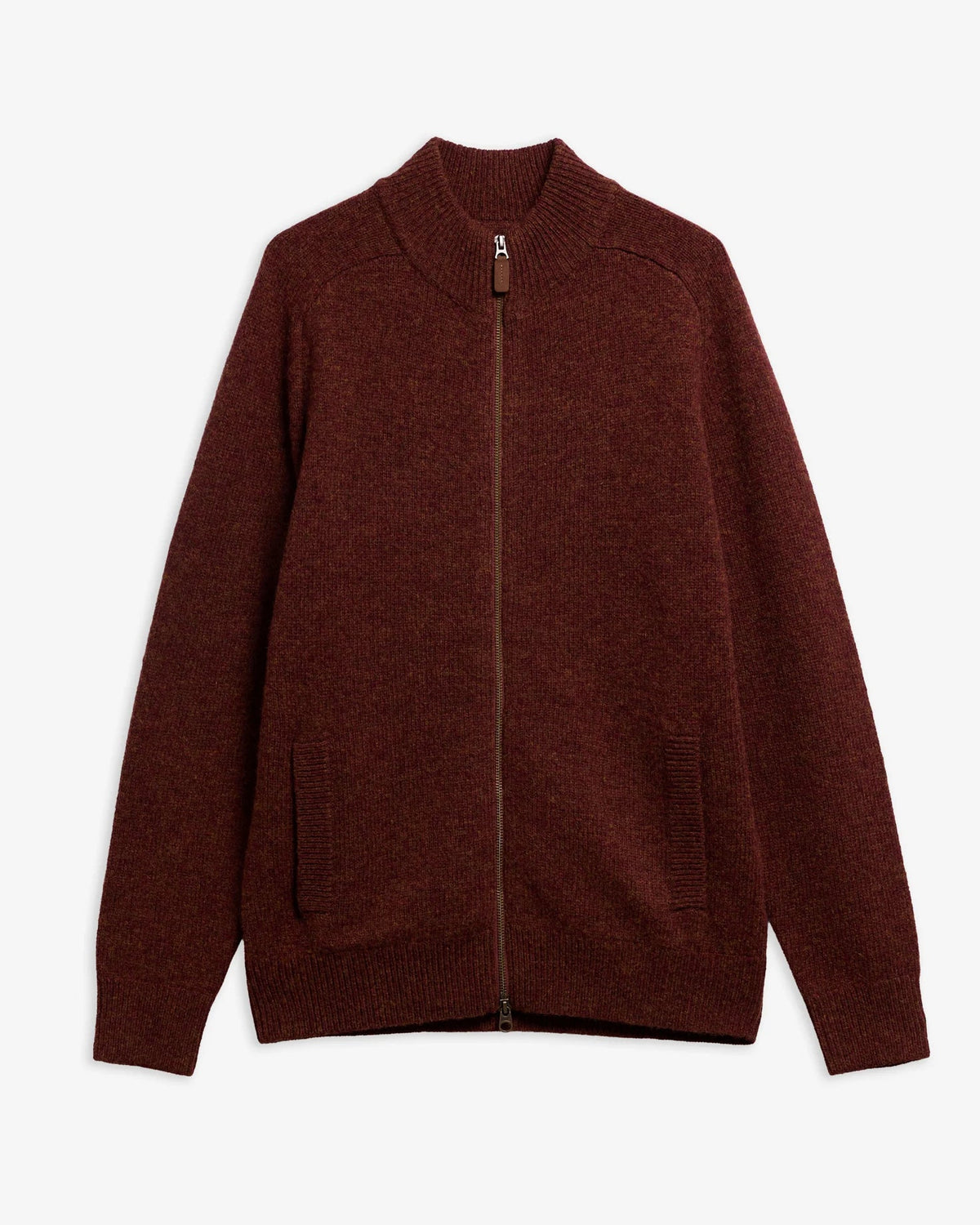 Young Ideas & Henmores -Talder Zip Through Knitted Jumper -BR57 Russet -L