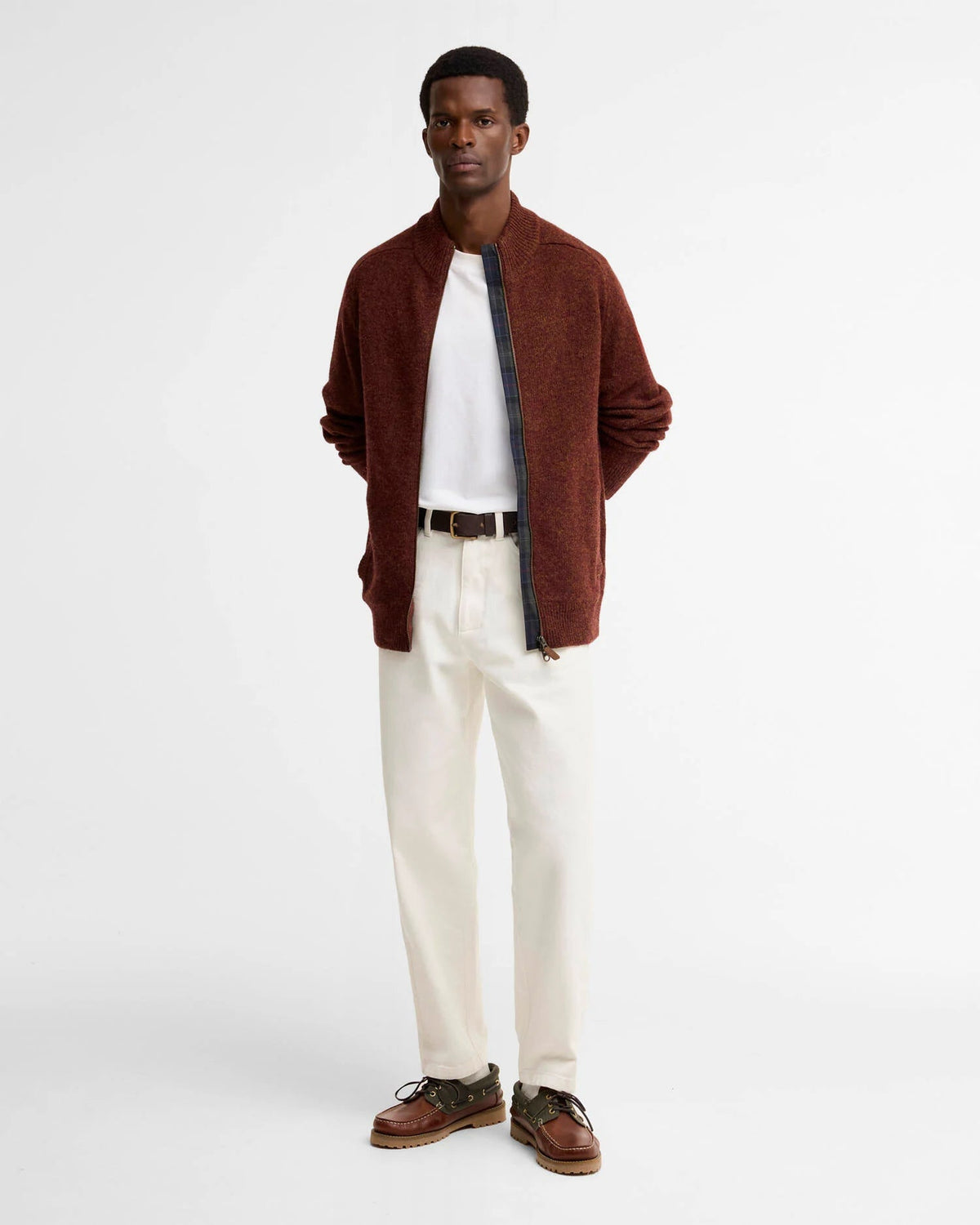 Young Ideas & Henmores -Talder Zip Through Knitted Jumper -BR57 Russet -L