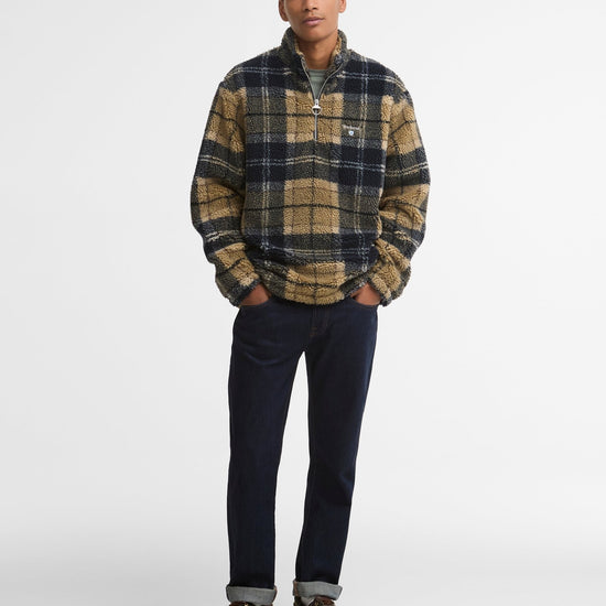 Young Ideas & Henmores -Tartan Fleece Half Zip -TN39 Birchwood Dress Tartan -L
