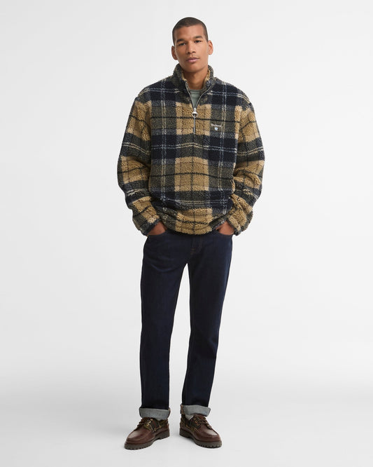 Young Ideas & Henmores -Tartan Fleece Half Zip -TN39 Birchwood Dress Tartan -L