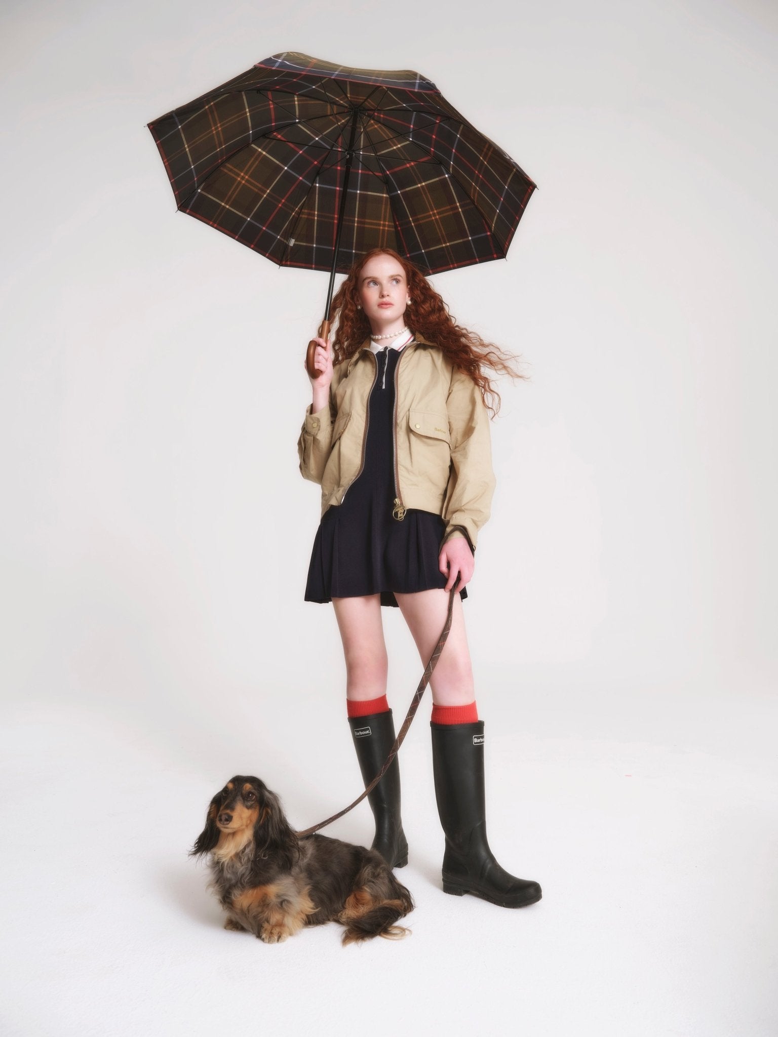 Young Ideas & Henmores -Tartan Full Length Umbrella -TN69 Winterberry Tartan -OS