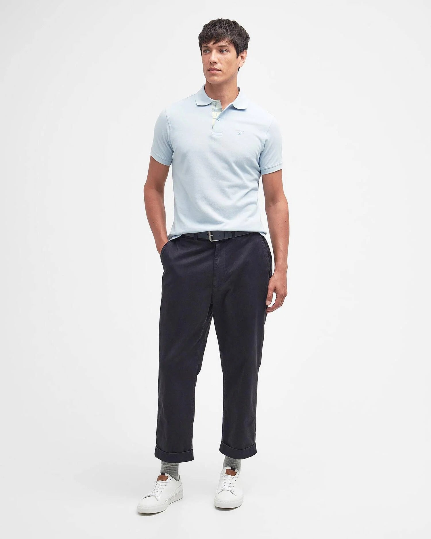 Young Ideas & Henmores - Tartan Pique Polo Shirt - BU44 Niagara Mist - M