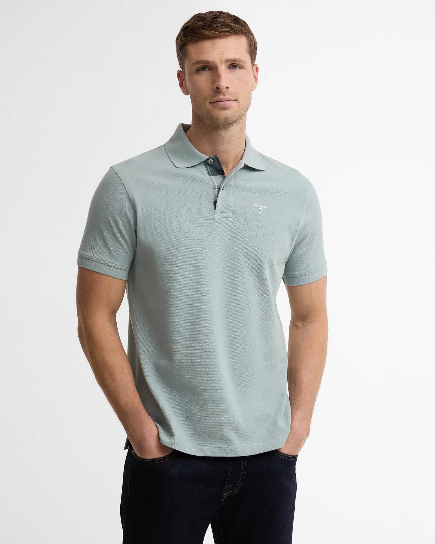 Young Ideas & Henmores - Tartan Pique Polo Shirt - TE13 Dusty Slate - M