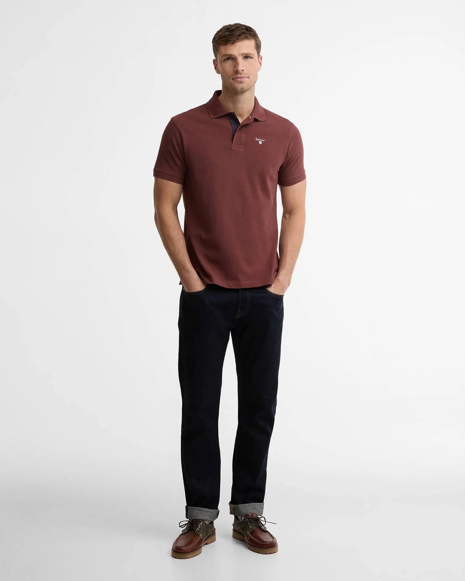 Young Ideas & Henmores - Tartan Pique Polo Shirt - RU11 Burnt Pepper - M
