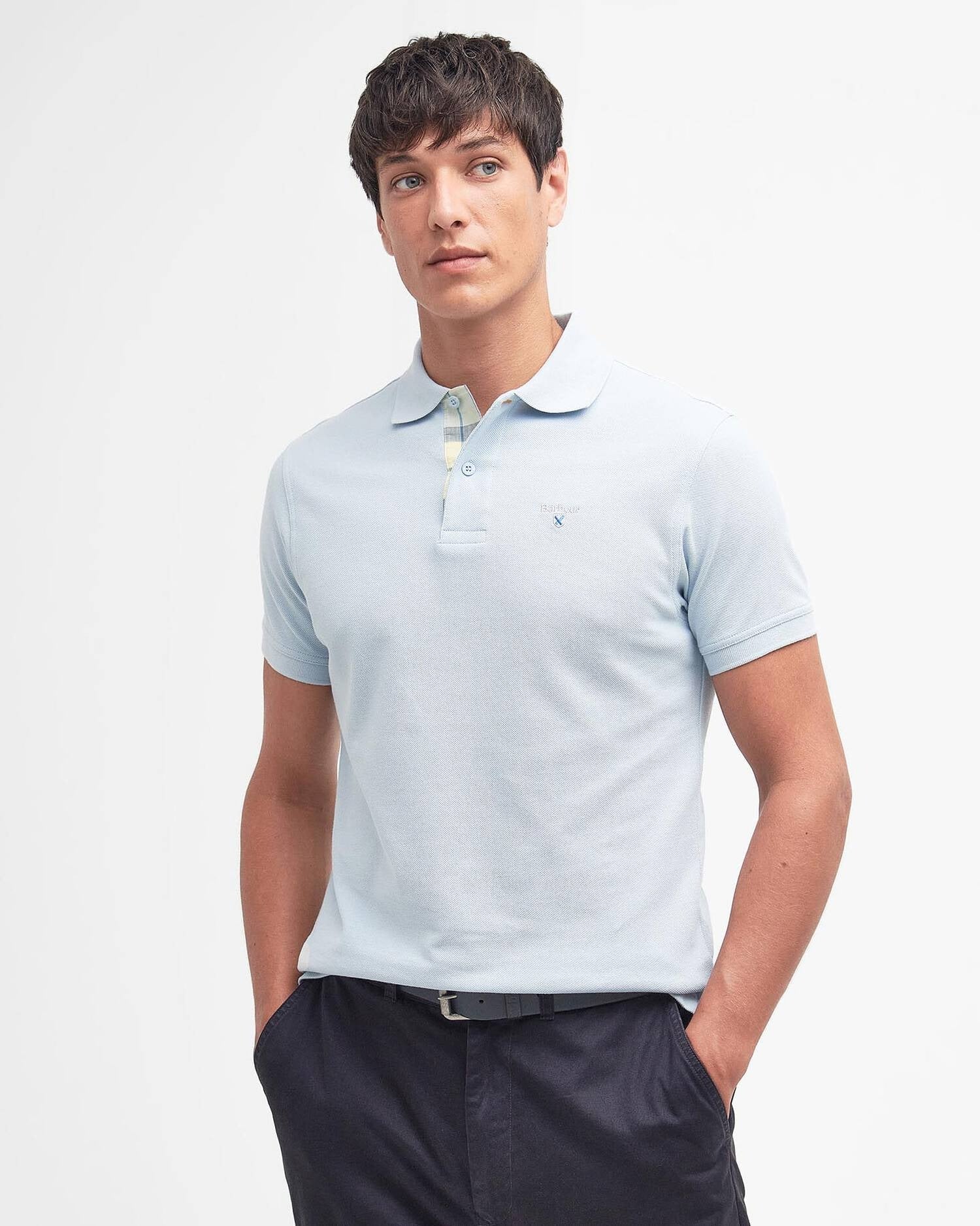 Young Ideas & Henmores - Tartan Pique Polo Shirt - BU44 Niagara Mist - M