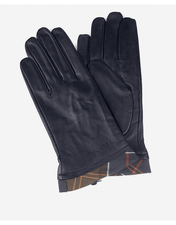Young Ideas/Henmores - Tartan Trimmed Leather Gloves - BK11 Black/Classic - S