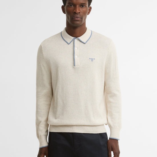 Young Ideas & Henmores -Taunton Knitted Polo Shirt -WH32 Whisper White -L