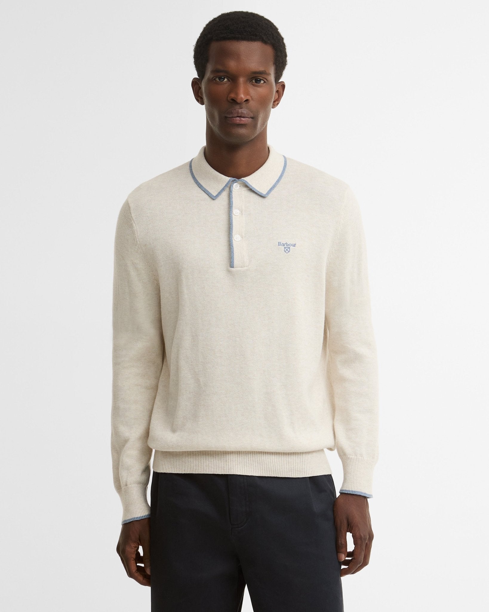Young Ideas & Henmores -Taunton Knitted Polo Shirt -WH32 Whisper White -L
