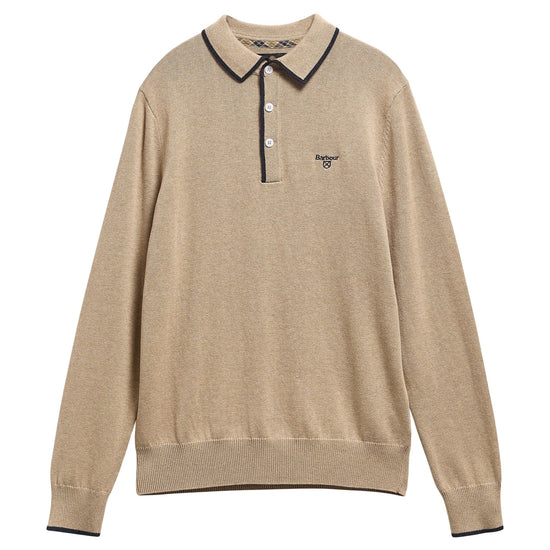 Young Ideas & Henmores -Taunton Knitted Polo Shirt -ST51 Stone -L