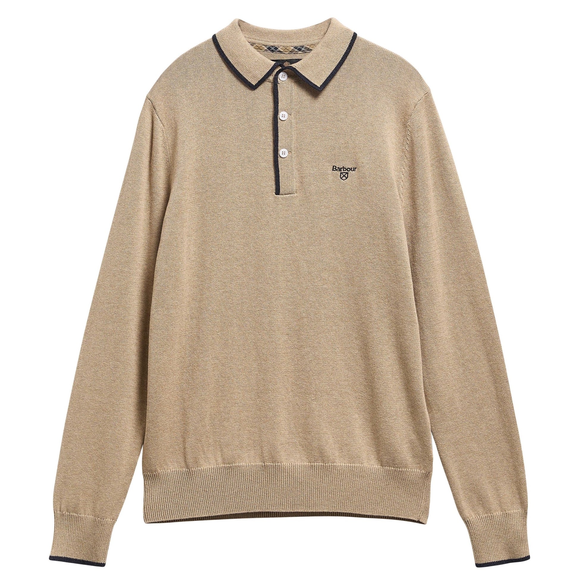 Young Ideas & Henmores -Taunton Knitted Polo Shirt -ST51 Stone -L
