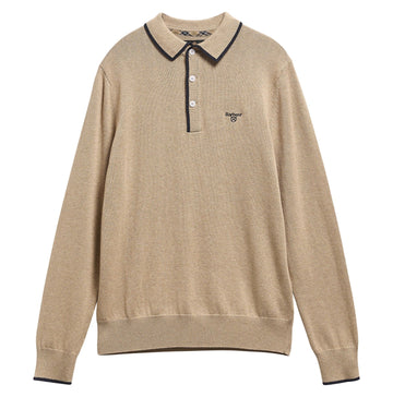Young Ideas & Henmores -Taunton Knitted Polo Shirt -ST51 Stone -L