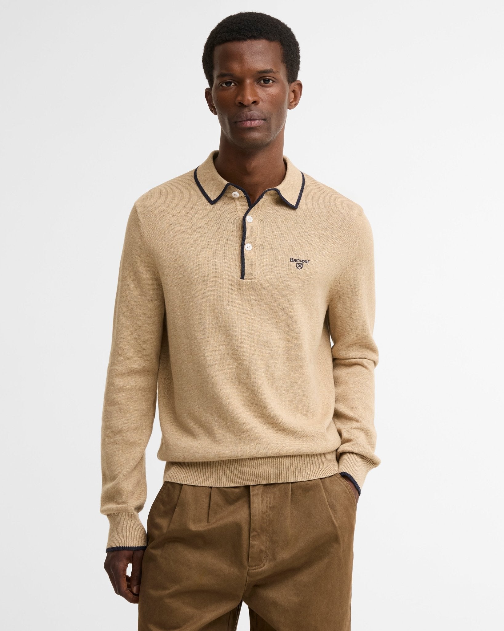 Young Ideas & Henmores -Taunton Knitted Polo Shirt -WH32 Whisper White -L