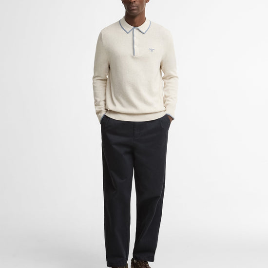 Young Ideas & Henmores -Taunton Knitted Polo Shirt -WH32 Whisper White -L