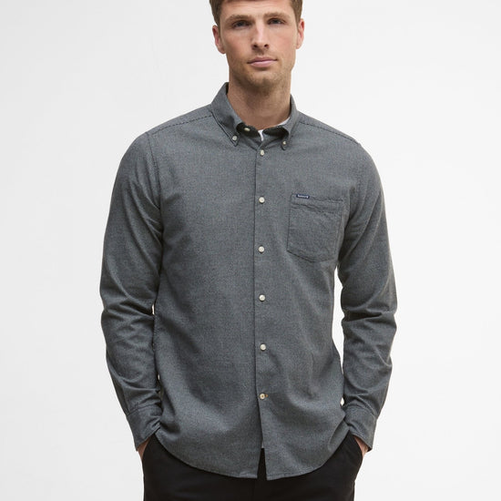 Young Ideas/Henmores - Turner Tailored Houndstooth Shirt - GY52 Grey Marl - M