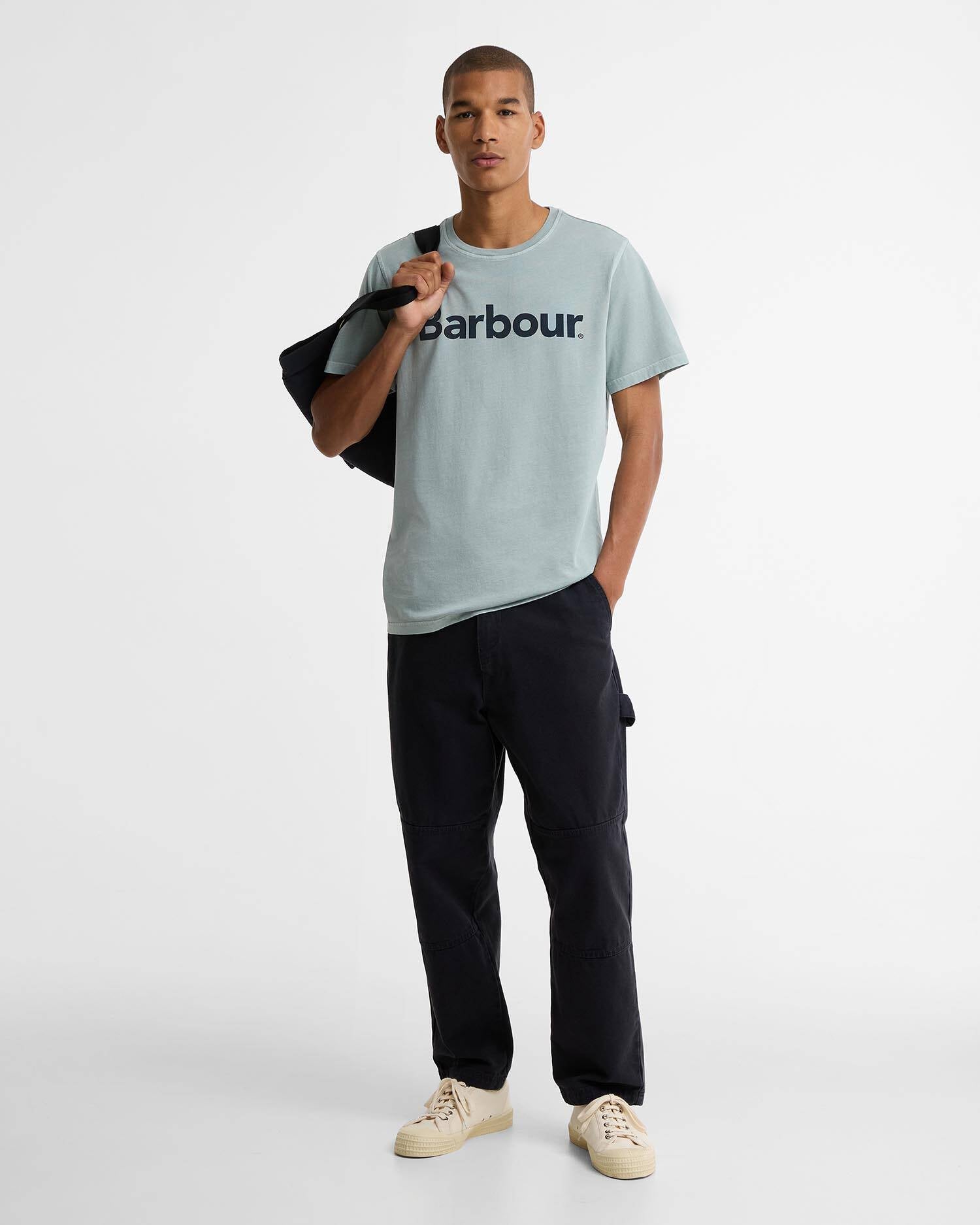 Young Ideas & Henmores - Washington Overdyed Logo Tailored T-Shirt - TE13 Dusty Slate - M