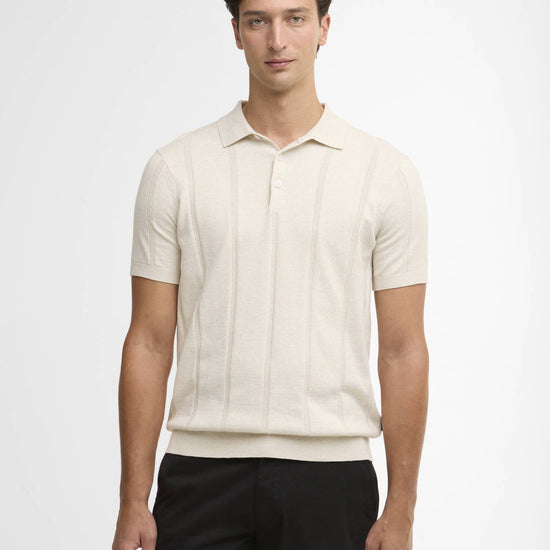 Young Ideas & Henmores -Wellburn Knitted Polo Shirt -BE72 Oatmeal -M