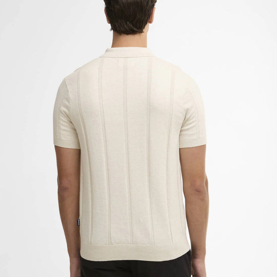 Young Ideas & Henmores -Wellburn Knitted Polo Shirt -BE72 Oatmeal -M