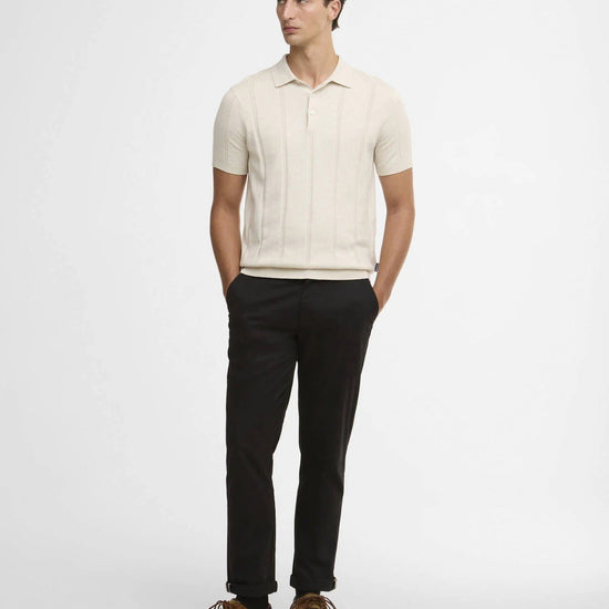 Young Ideas & Henmores -Wellburn Knitted Polo Shirt -BE72 Oatmeal -M