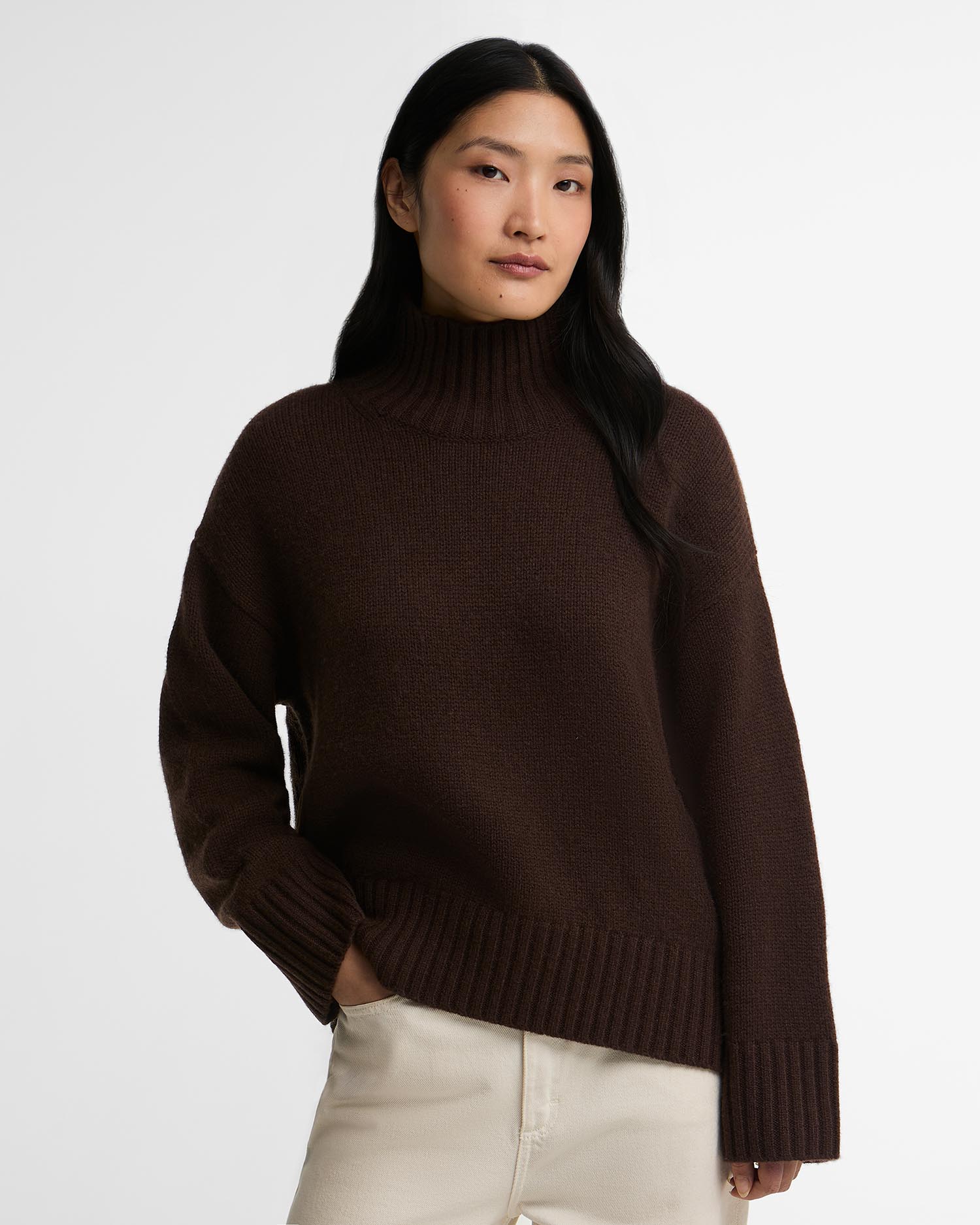 Young Ideas & Henmores -Woodhouse Cashmere Blend Funnel Neck Knitted Jumper -RU51 Rustic -8