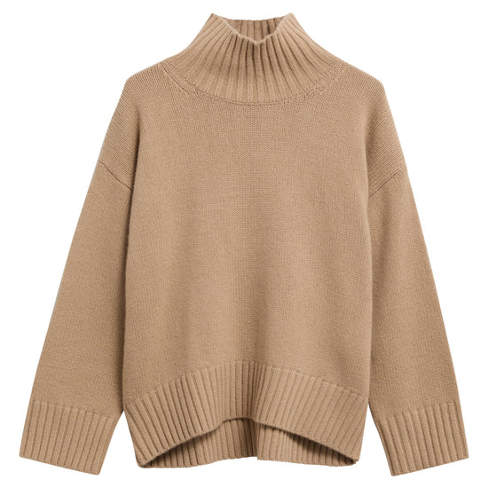 Young Ideas & Henmores -Woodhouse Cashmere Blend Funnel Neck Knitted Jumper -BE93 Warm Trench -8