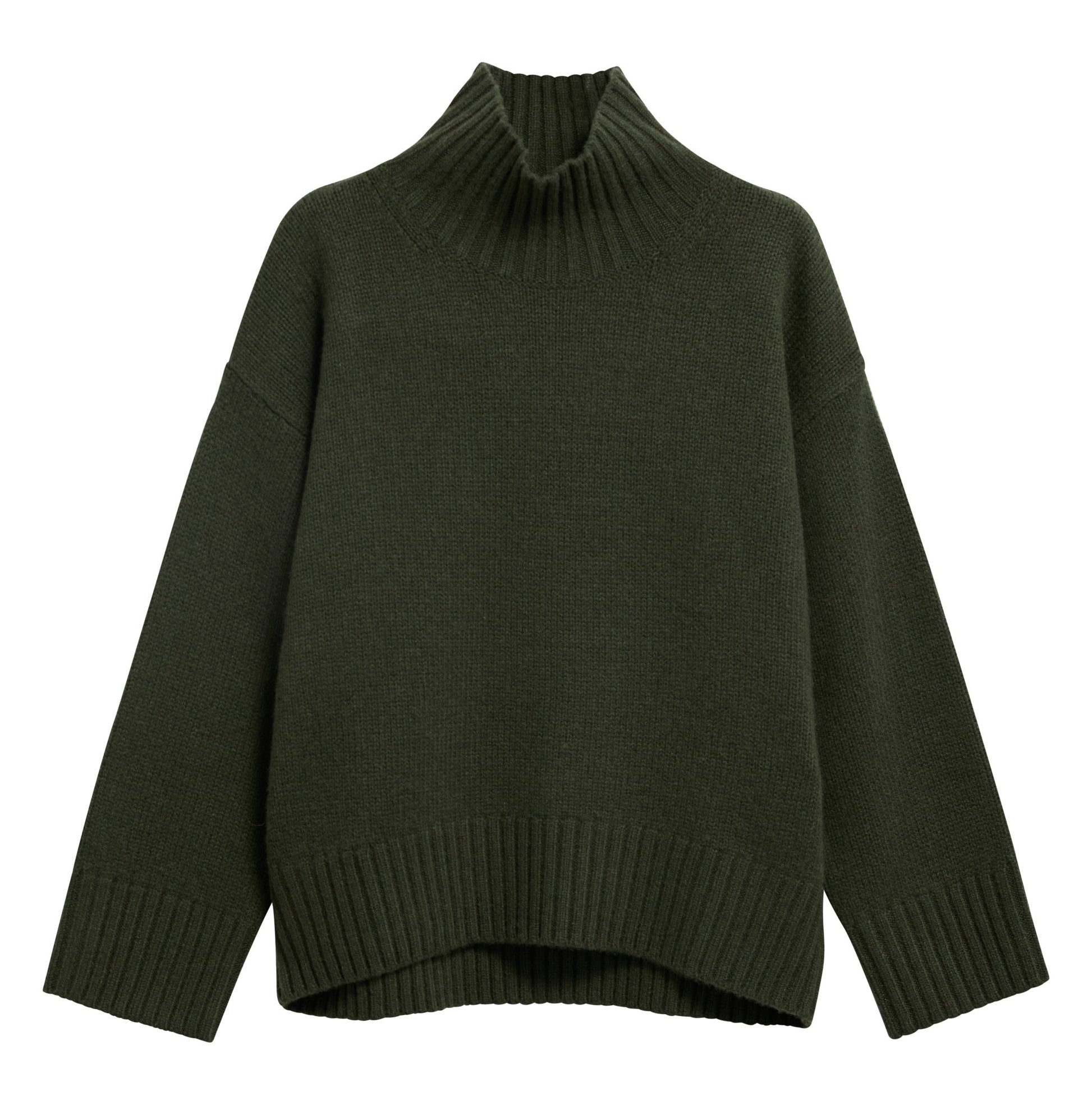 Young Ideas & Henmores -Woodhouse Cashmere Blend Funnel Neck Knitted Jumper -OL71 Olive -8