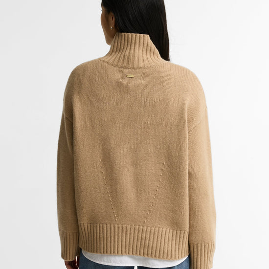 Young Ideas & Henmores -Woodhouse Cashmere Blend Funnel Neck Knitted Jumper -OL71 Olive -8