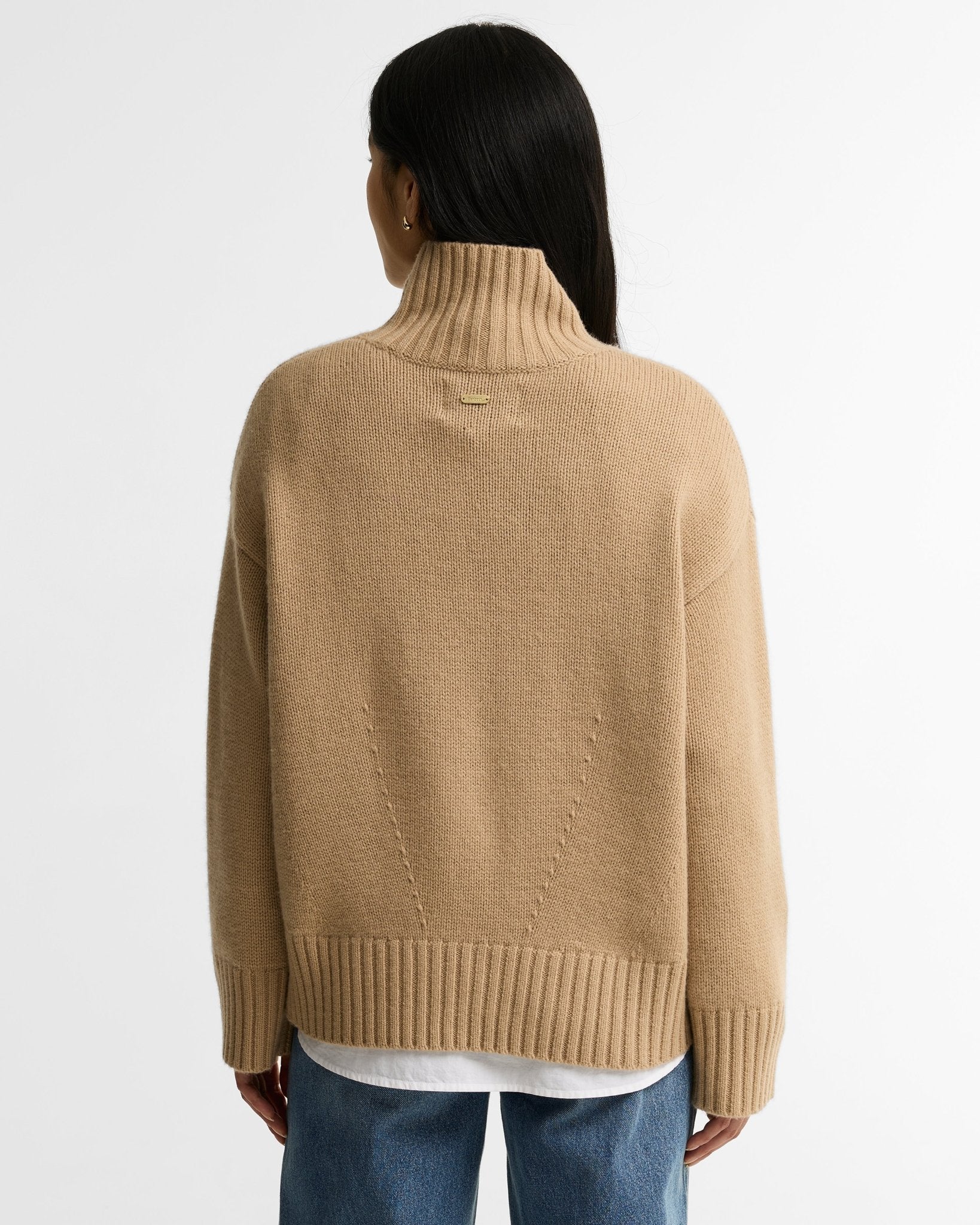 Young Ideas & Henmores -Woodhouse Cashmere Blend Funnel Neck Knitted Jumper -OL71 Olive -8
