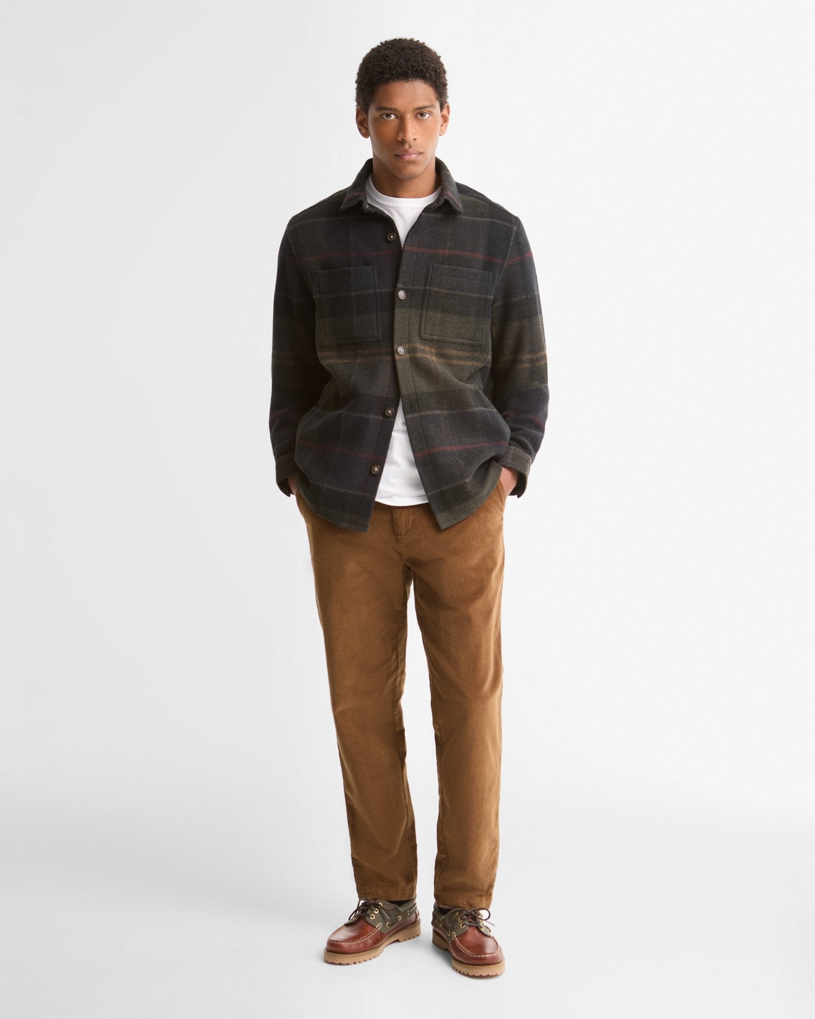 Young Ideas & Henmores -Woodlane Brushed Check Overshirt -TN43 Shadow Classic Tartan -L