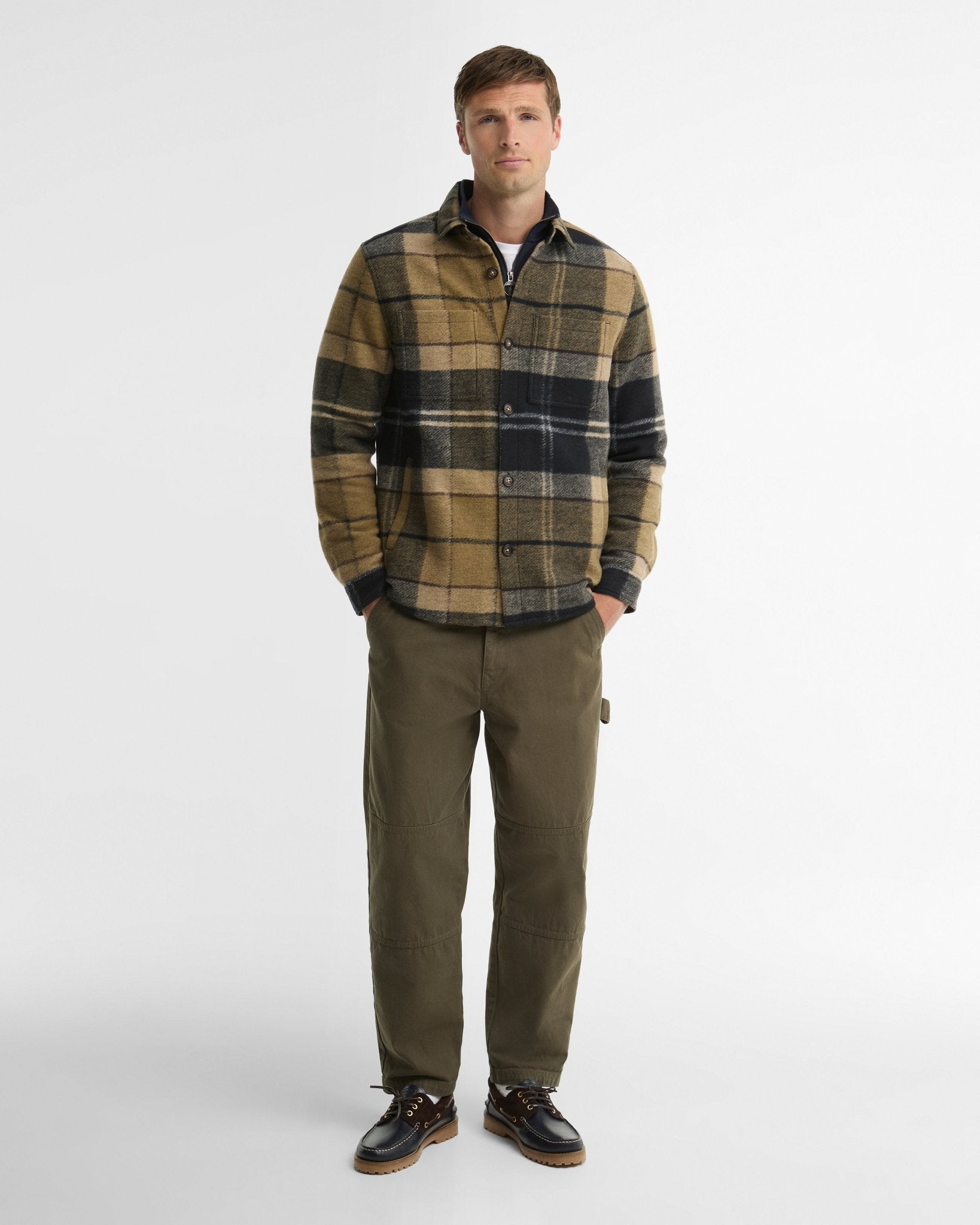 Young Ideas & Henmores -Woodlane Brushed Check Overshirt -TN43 Shadow Classic Tartan -L