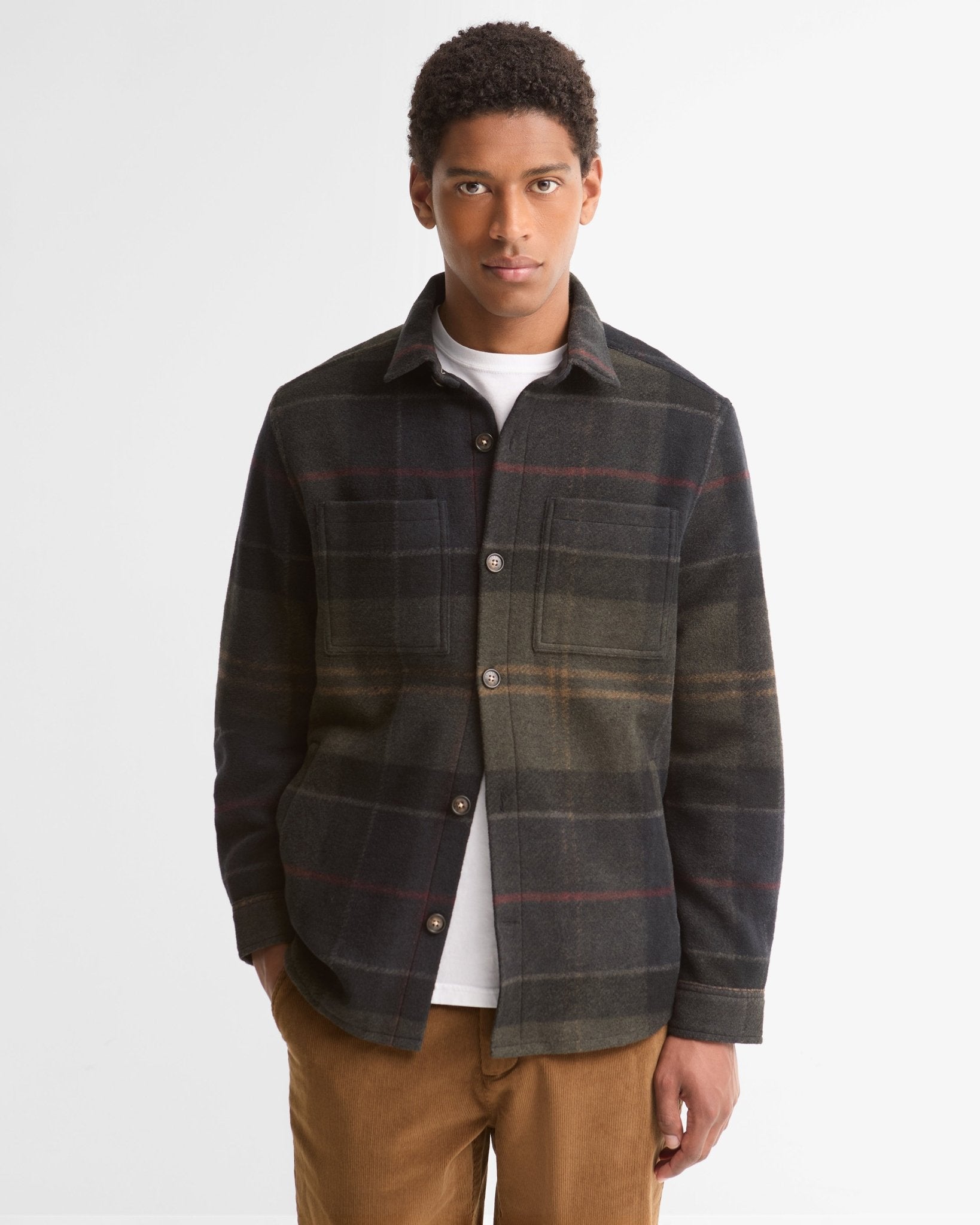 Young Ideas & Henmores -Woodlane Brushed Check Overshirt -TN43 Shadow Classic Tartan -L