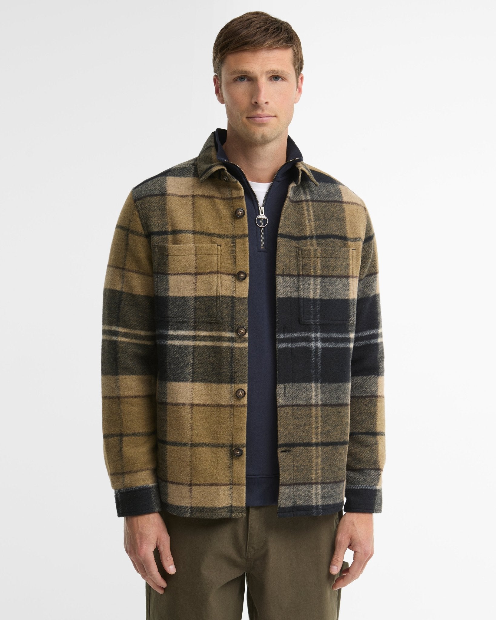 Young Ideas & Henmores -Woodlane Brushed Check Overshirt -TN43 Shadow Classic Tartan -L