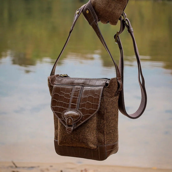 Young Ideas & Henmores -Hackthorn Crossbody Bag -Tweed/Moc Croc Brown -OS