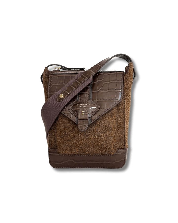 Young Ideas & Henmores -Hackthorn Crossbody Bag -Tweed/Moc Croc Brown -OS